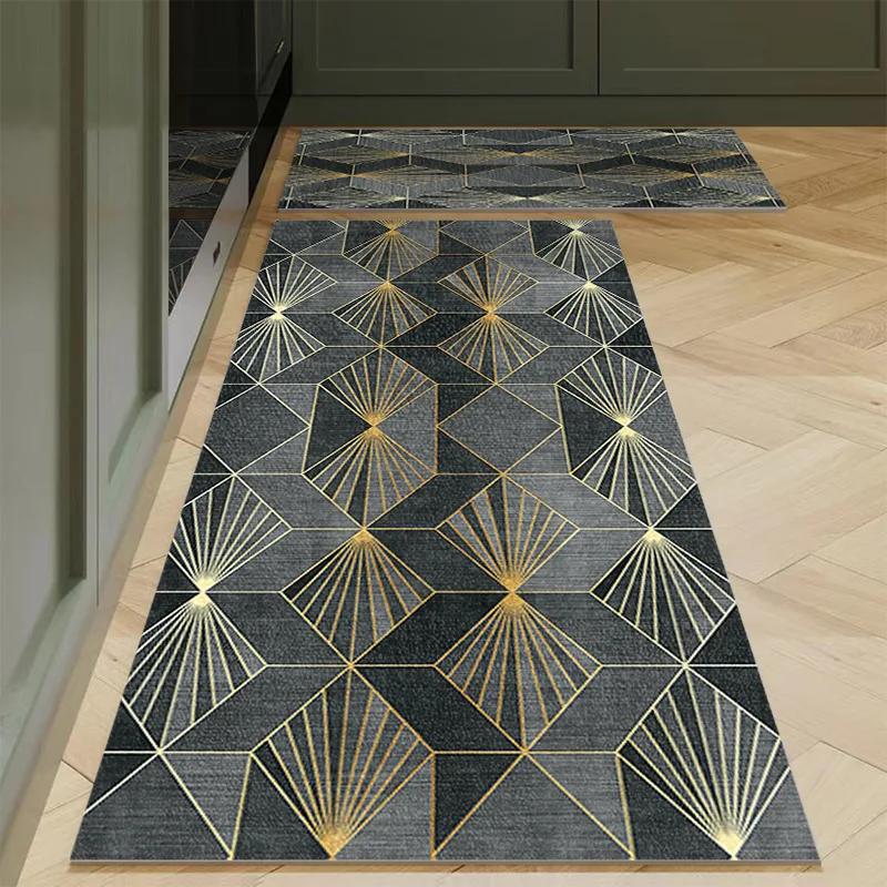 Tapis de sol de cuisine, chambre à coucher, salon, long tapis de chevet, couloir, doux, lavable, antidérapant, paillasson d'entrée de salle de bain