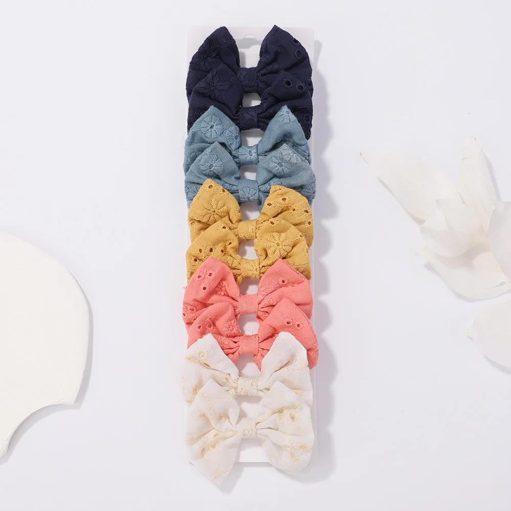 

10pcs/set Sweet Flower Print Bowknot Hair Clips for Baby Girls Cute Cotton Bows Hairpins Barrettes Headwear Kid Hair Accessories