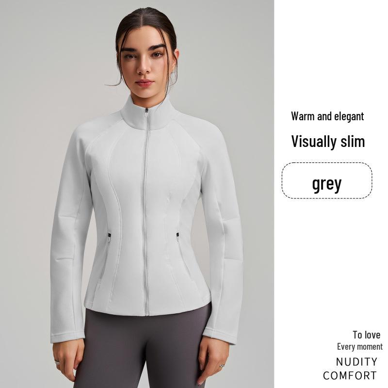 

Women s Lightweight Duck Down Jacket - Winter Slim Fit, Short Yoga Running, Stand Collar, Warm Sport Outerwear L сірий