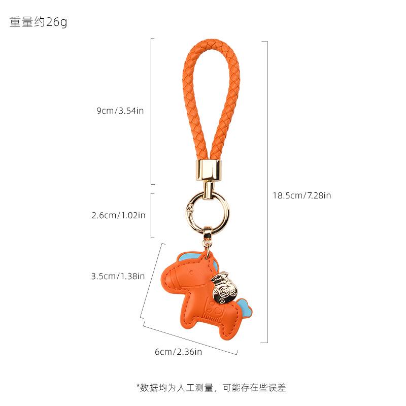 Creative Now Money Keychain Leather Braided Rope Fashion Cartoon Car Keychain Bag Cute Pony Pendant
