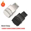 16MM/18MM/20MM/22MM/24MM Stainless Steel Watchband Clasp Folding Buckle Double Press Silver Black Watch Strap Repair Accessories