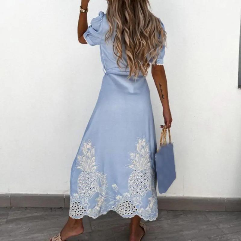 Moteriška suknelė su raišteliais Vasarinė Elegantiška Viengubo Krūtinės Pūstomis Rankovėmis Maxi Suknelė Vestidos Bohemiška Vasarinė Suknelė Šventinė Suknelė