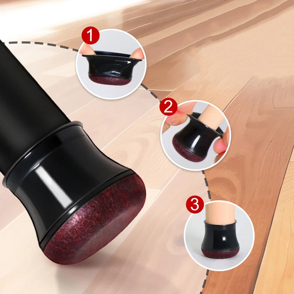 4-16Pcs Silicone Protective Cover Table Chair Leg Guards Pads Floor Protectors Anti Slip&Noise Reduction Furniture Foot Covers