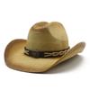 Curled Eaves Straw Spray Paint Western Cowboy Hat Spring And Summer Weaving Sunscreen Shade Straw Hat Women