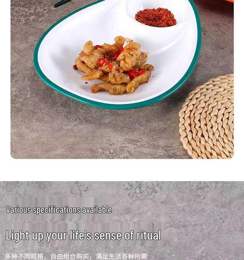 Melamine Divided Plate with Vinegar Dish for Dumplings, Shrimp, Cold Dishes, Snacks.