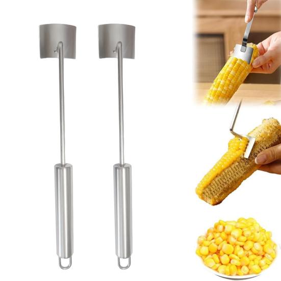 1/2Pcs Corn Peeler Stainless Steel Corn Cob Stripper Tool Corn Thresher for Kernels Removal Ergonomic Handle Easy