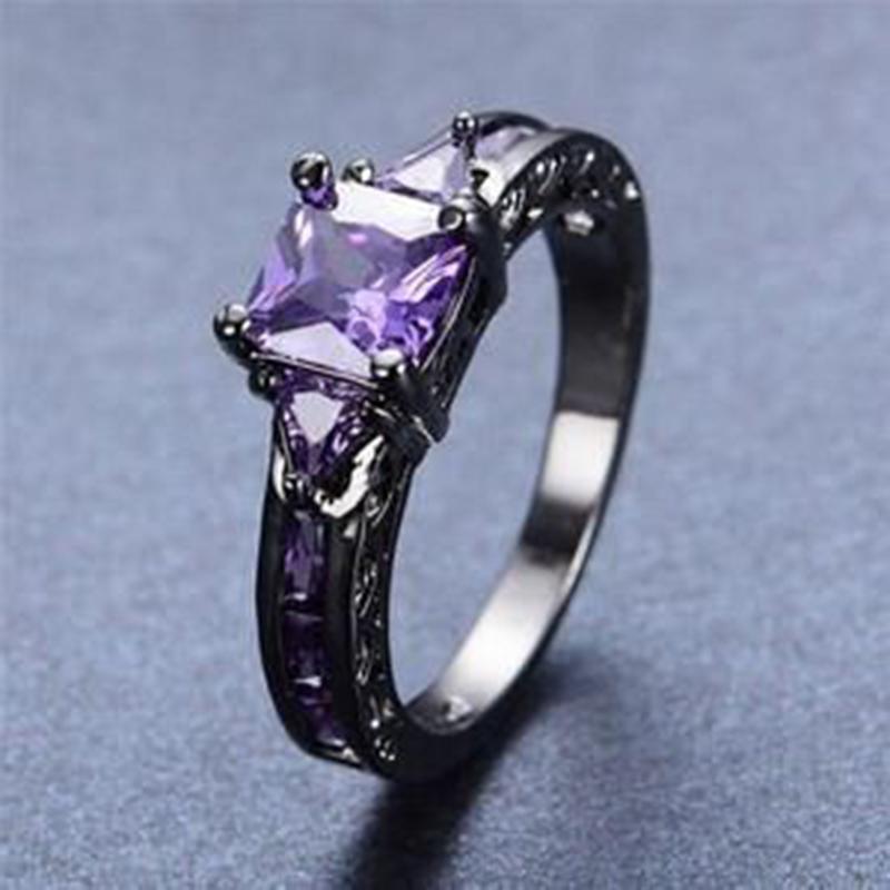 New European And American Creative Accessories Fashion Female Zircon Hand  Black Gem Wedding Ladies Ring