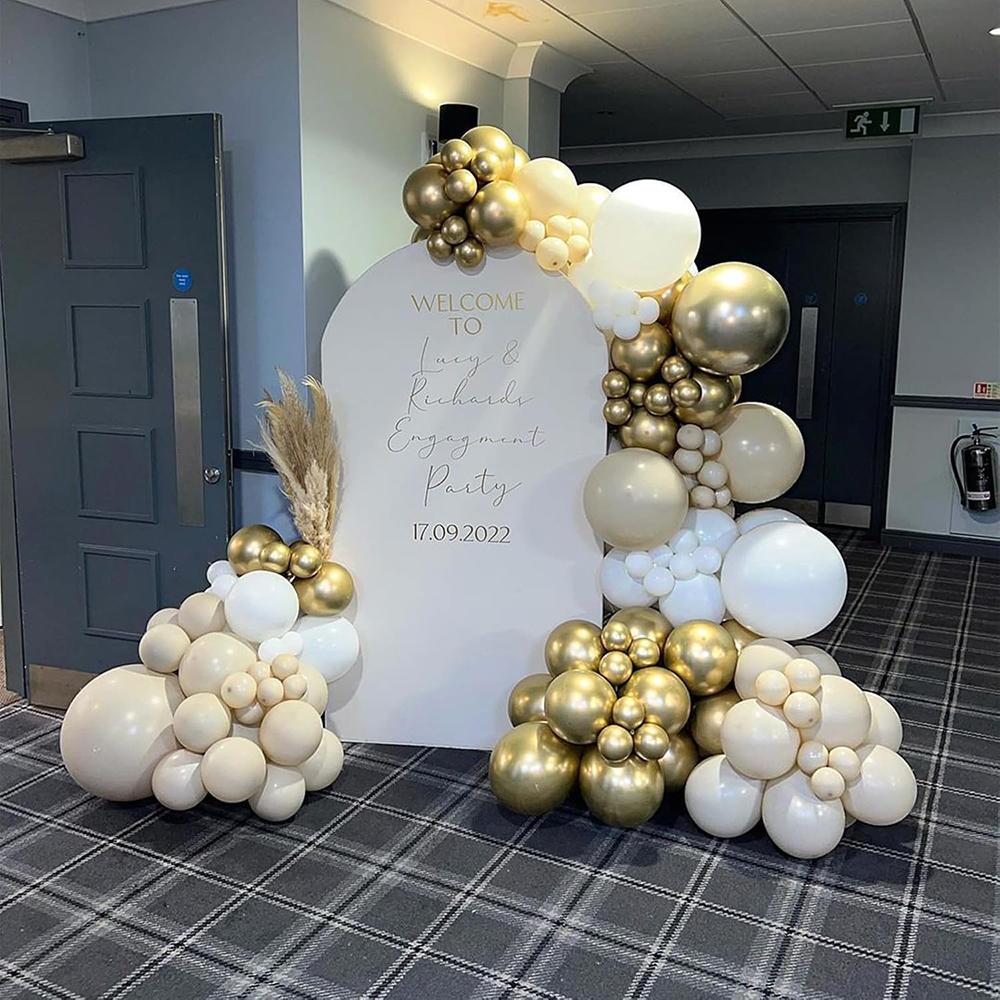 142PCS White Sand Balloons Garland Arch Kit Metal Gold Ballon Wedding Graduation Baby Shower Gender Reveal Birthday Party Globos
