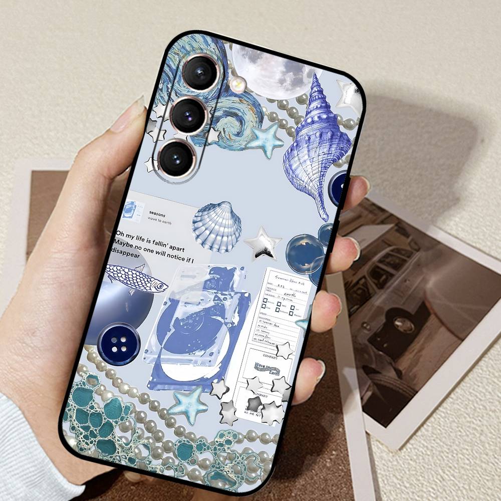 

Wave To Earth Summer Flows Phone Case Black Ultra-thin Shockproof Case For Samsung S24/S25/S22/S30/Note20/Lite/Ultra/5G/Plus/FE S22ULTRA5G