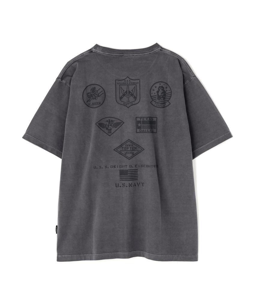 AVIREX Direct Store Limited FADE WASH TOP GUN T-SHIRT Men's L 410 Charcoal 783-5234032