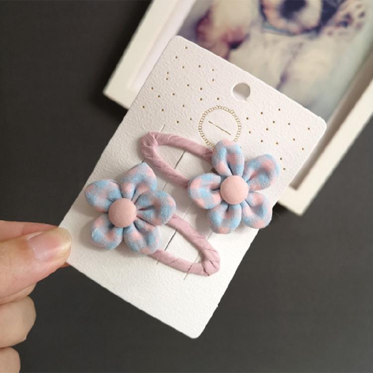 Lovely Flower Hair Clip Plaid Bow Snap Clip Non Slip Wrapped Hairpins for Kids