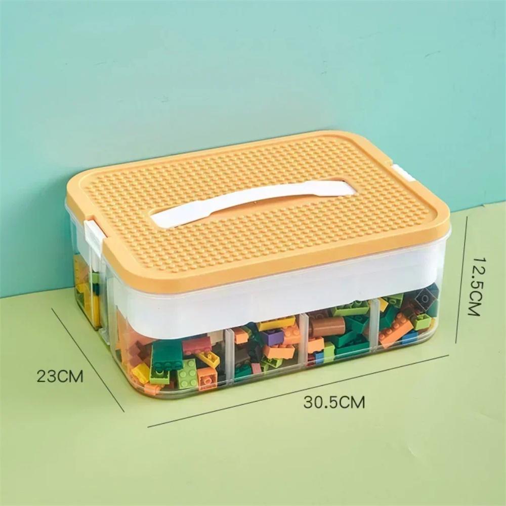 1/2 Layer Kids Building Block Storage Box Adjustable Lego Compatible Storage Box Whit Handle Transparent Toy Storage Box