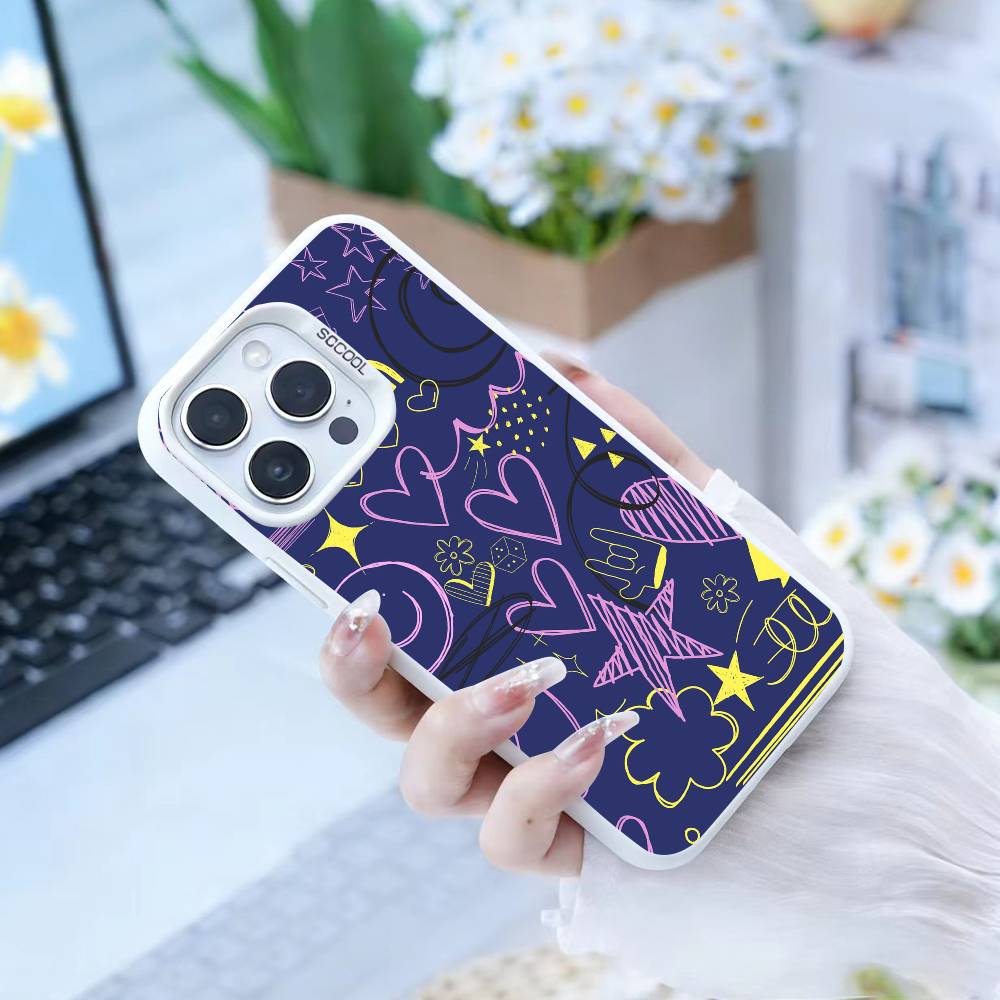 Y2k INS Graffiti Phone Case For iPhone17, 16,15,14,13,12 Pro Max Black Candy Matte Shockproof Cover