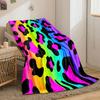 Leopard-like Spots with Black Shapes On a Vibrant Rainbow Gradient Background. for All Seasons Blanket Lunch Break Throw Gift