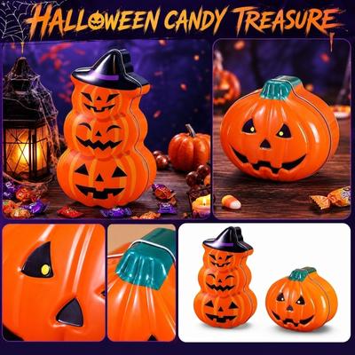 Halloween Kürbis Süßigkeiten Geschenkbox Behälter mit Griff Langlebiges Kunststoffmaterial für saisonale Leckereien und Partygebrauch