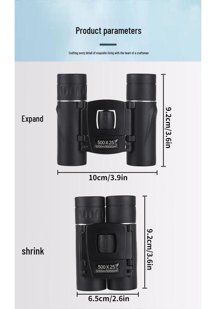 HD 8X21 Mini Portable Binoculars with Low-Light Night Vision for Outdoor and Stadium Use