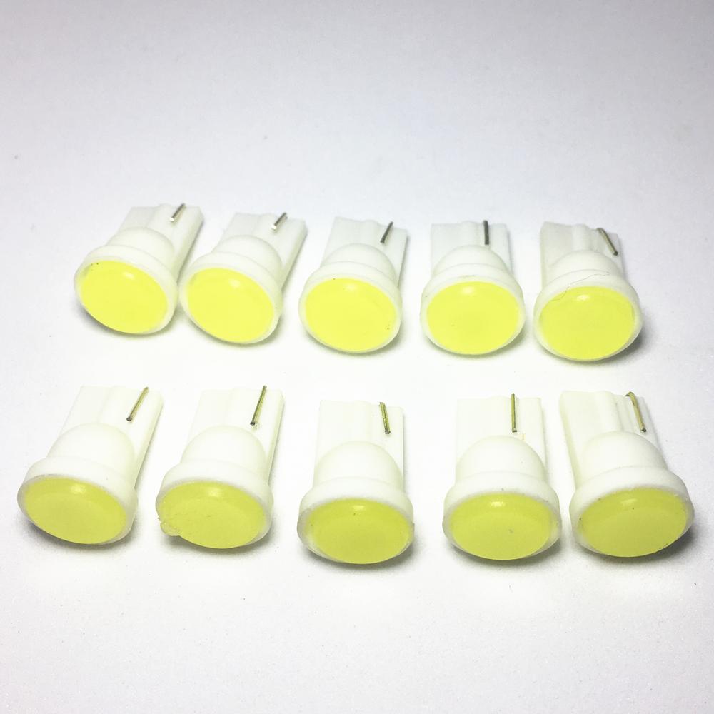 10pc T10 W5W led Car White Trunk light Wedge Side Bulb Car led Ceramic License plate lamp 194 168 COB LED parking lights 12V Bulbs 7