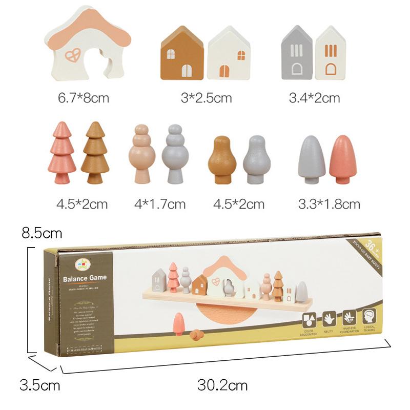 Montessori Holzbaumspielzeug Tier Balance Stapelbausteine Spiel Frühe Kindheit Bildung Kreatives Spiel für Kleinkinder 1-3