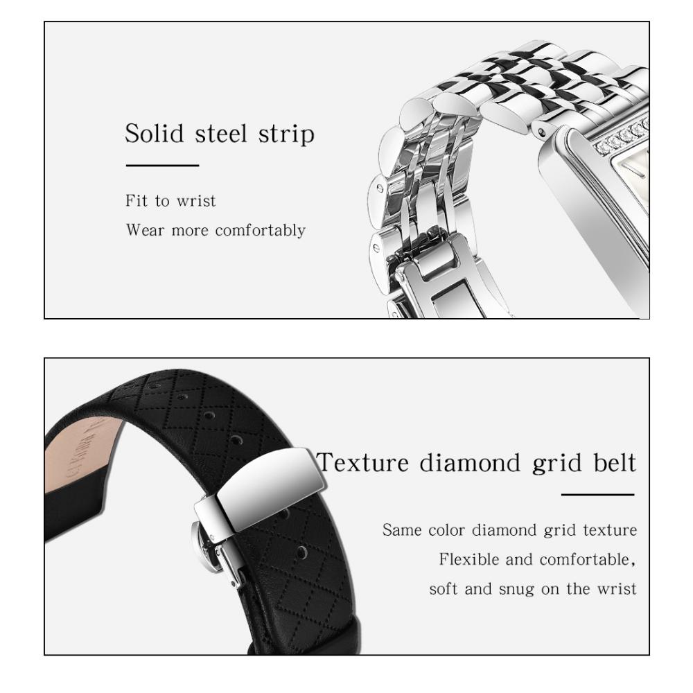 Women's Quartz Watch with Diamond Pattern Dial Stainless Steel Strap Waterproof Calendar Women Watch