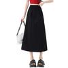 Women Cargo Pants Elastic High Waist Wide-Leg Skirt Pants with Pockets Solid Color Summer Thin Leisure Trousers