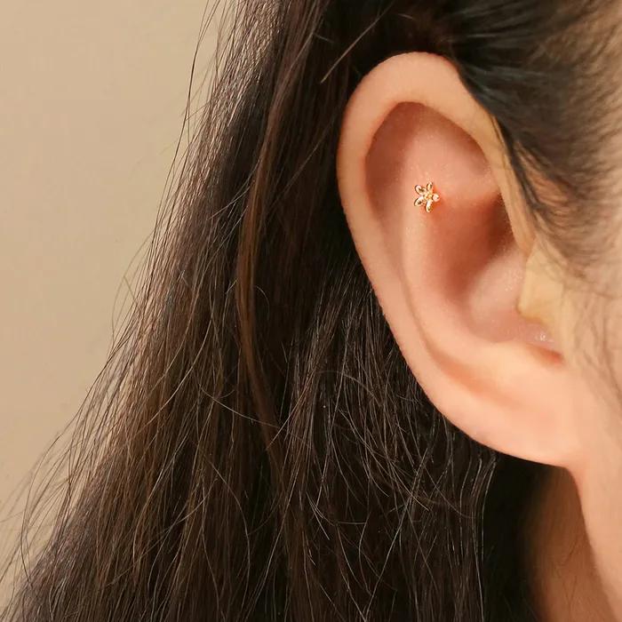 14K Mini Wildflower Piercing Earrings