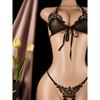 Sexy Spitze Schwarz Verführerisches Dessous-Set für Damen Romantische Nachtwäsche Valentinstagsgeschenk Schlafzimmer-Outfit