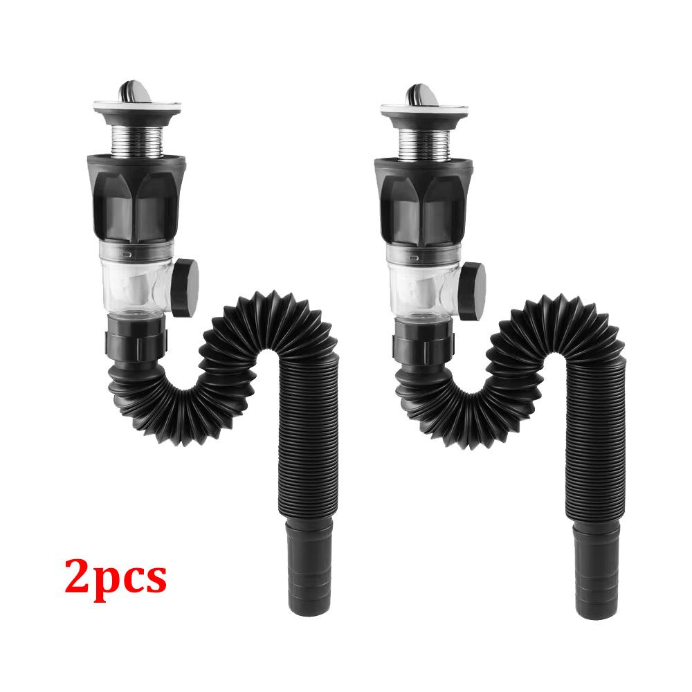 Stainless Steel Universal Drain Pipe Wash Basin Drain Pipe Kitchen Toilet Deodorant and Leak-proof Accessories Complete Set