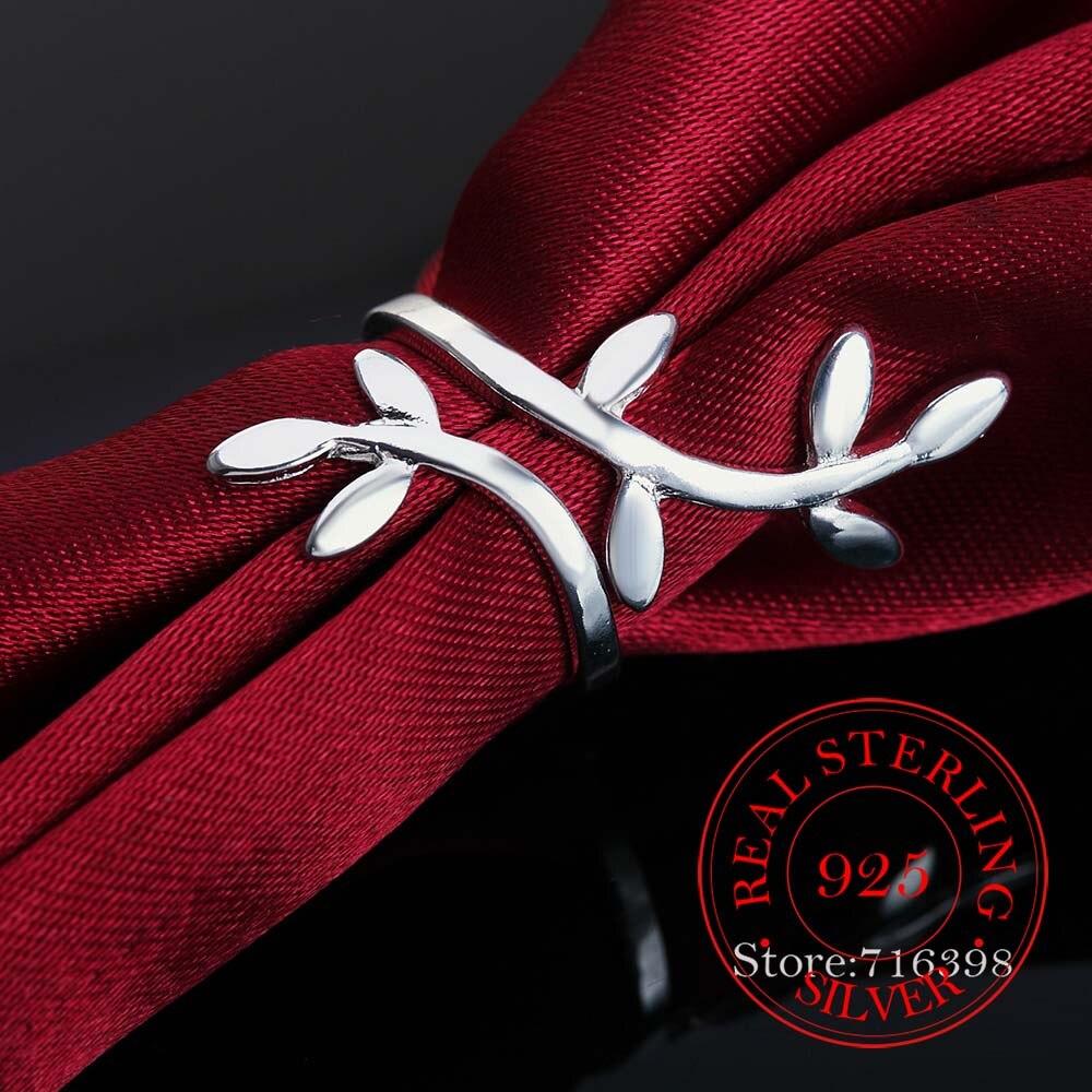 New Design 925 Sterling Silver Unique Leaf Rings for Women Jewelry Beautiful Finger Adjustable Open Ring for Party Birthday Gift