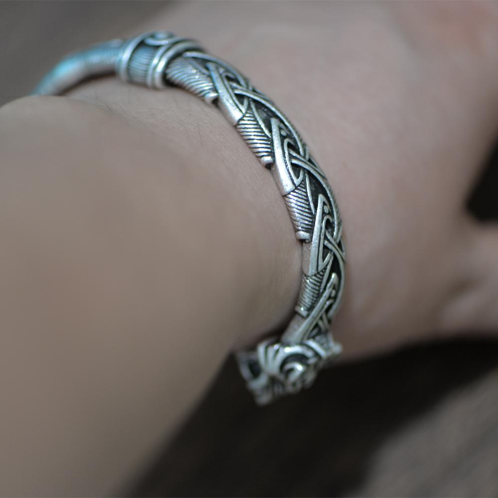 

Nostalgia Teen Vikings Bracelet & Bangle Wolf Head Cuff Bangle Bracelets for Men/Women Talisman Jewelry Accessories Dropshipping античний срібного кольору