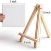 Tosnail 24 Pack 3" x 3" Mini Canvas and Easel Set, Small Art Easel Stand with Canvas Set, Tabletop Wooden Display Stand and Canvas Panels for Artist,