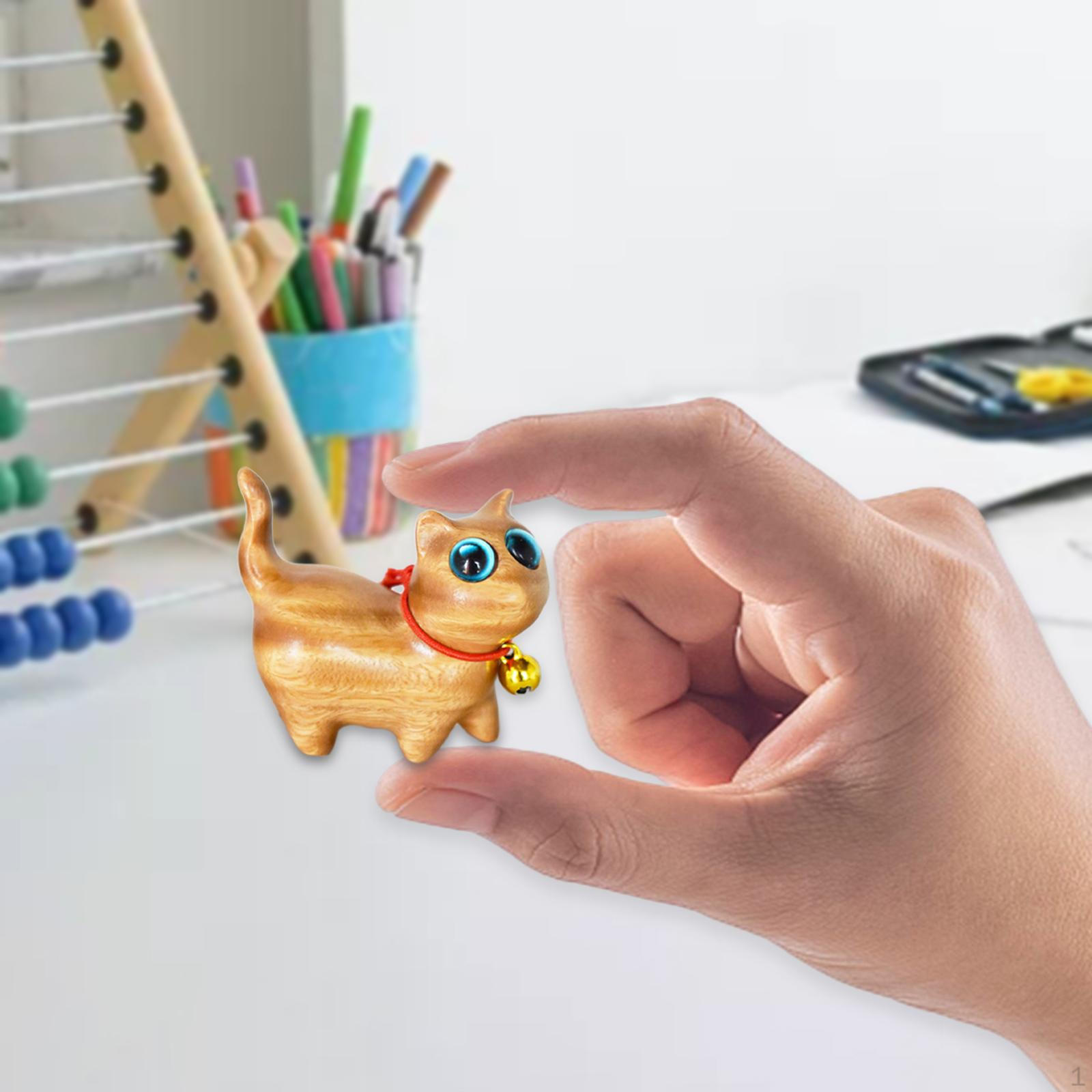 

Скульптура кошки, мини-фигурка, милая деревянная статуя ручной работы, миниатюрная фигурка для журнального столика Orange cat