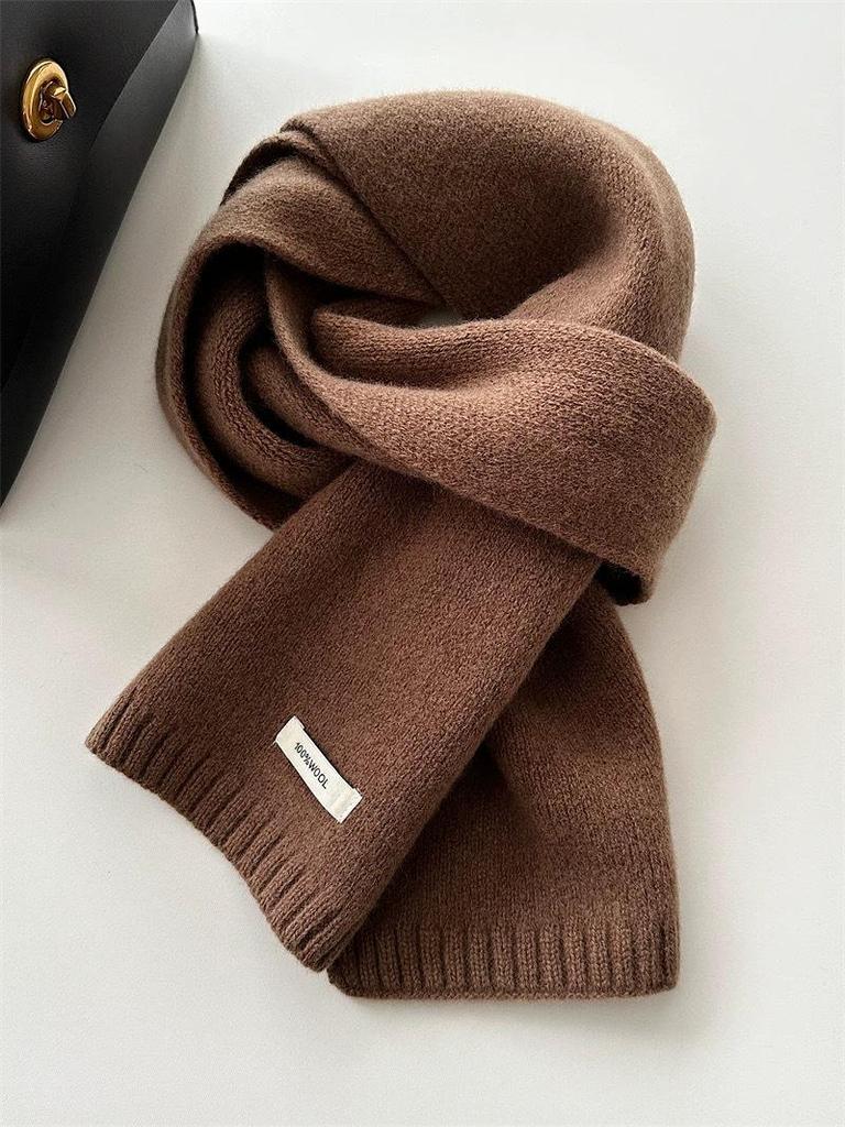 100% Pure Wool Knitted Scarf - Versatile Autumn/Winter Cashmere Neck Warmer for Couples