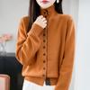 2025 Autumn/Winter Women's Soft Raccoon Fur Stand Collar Single-Breasted Sweater