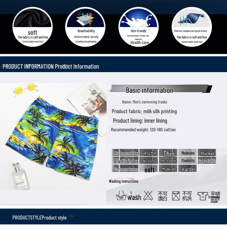 Men's Anti-Embarrassment Plus-Size Swimming Trunks - Fashionable Adult Beach Boxer Swimsuit