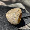 Anillo de Moda para Hombre Color Dorado para Fiesta Boda Full Bling Iced Out Cristales Cúbicos Micro Pavimentados con Circonita Cúbica Lujo Hip Hop Anillos Joyería