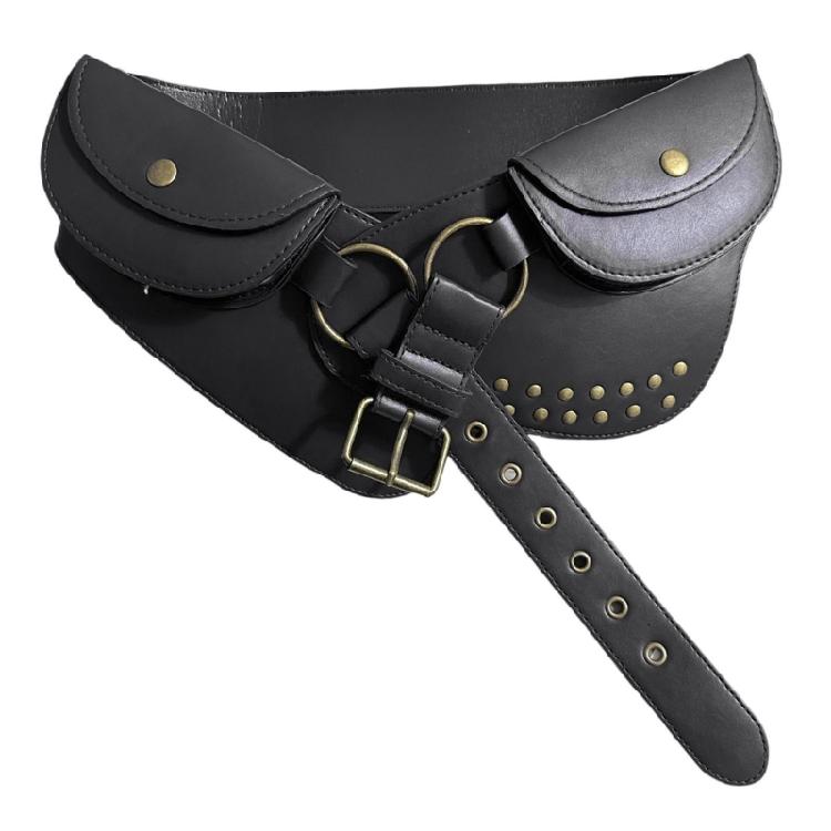 

Trendy Wide Waist Cincher Belt Bag For Adult Unisex Jeans Skirts Halloween Party Gathering Dressingup Waist Pack чёрный