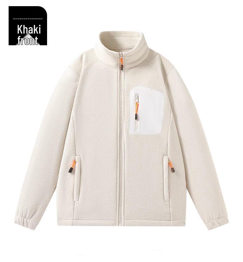 2025 Men's Windproof Fleece Jacket, Thickened Stand Collar, Warm Lining, Customizable and Available for Group Purchase
