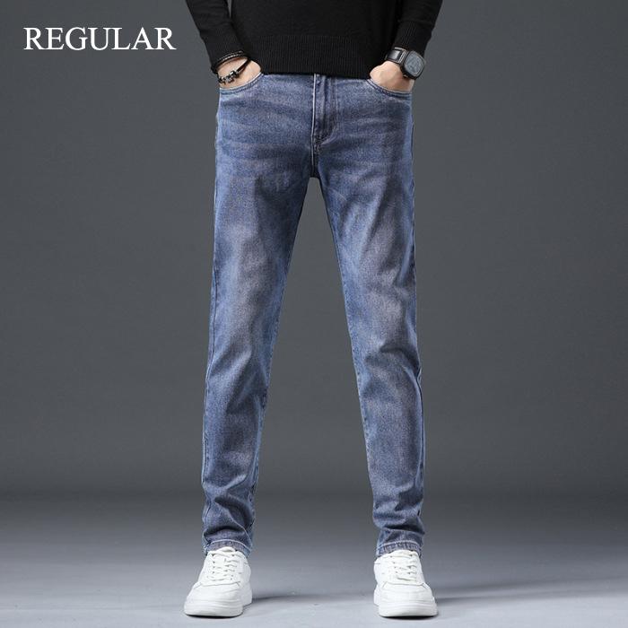 

2024 осень и зима мужские плюшевые утолщенные теплые облегающие эластичные модные брендовые универсальные повседневные длинные джинсовые брюки 40