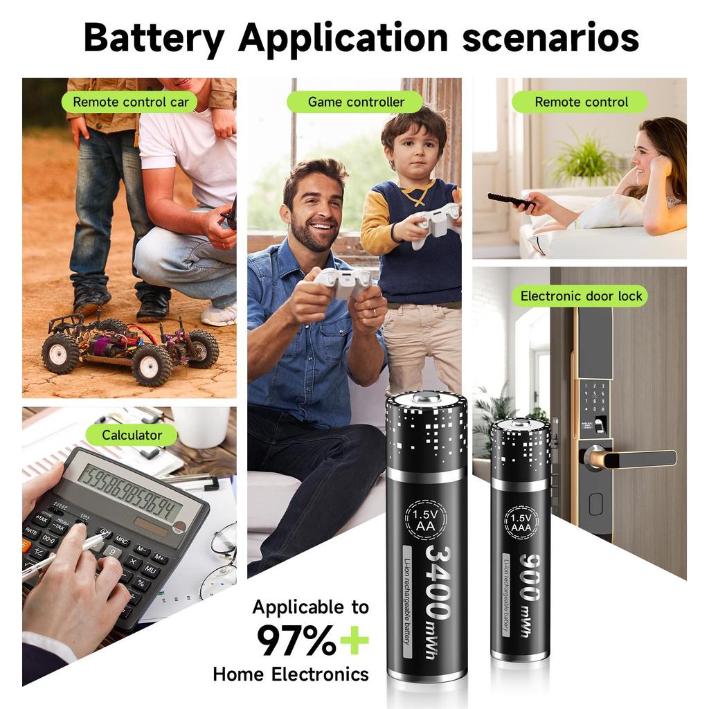 PALO Pilhas Recarregáveis AA e AAA de Íon de Lítio 3400mWh 1.5V com Carregador Magnético Flip de 8 canais para Pilhas de Lítio 1.5V 2A 3A