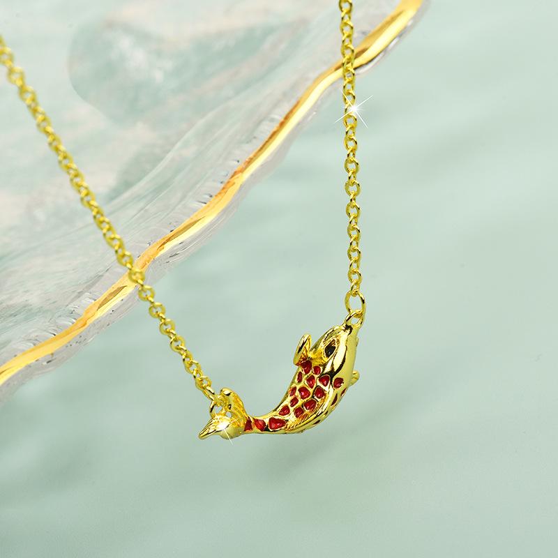 

Elegant Fish Koi Pendant Necklace In Luxurious Titanium Steel Women For