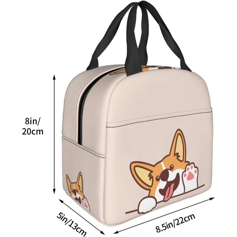 Niedlicher Welsh Corgi Hund winkende Pfote Isolierte Lunchbox Wiederverwendbare Bento Tasche Mahlzeit Tragbarer Behälter Tragetasche für Schule Arbeit Picknick