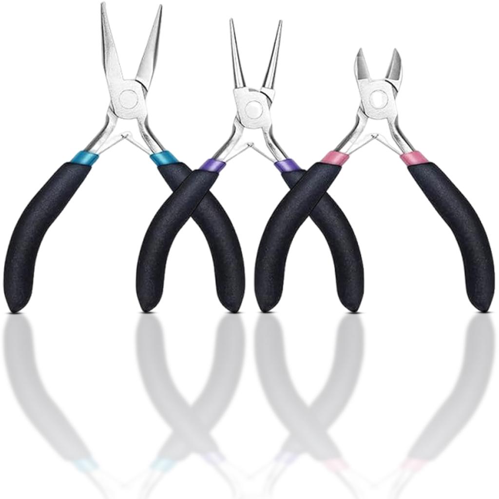 3Pcs Jewellery Pliers for Jewellery Making Pliers Tool with Long Nose Pliers Chain Pliers Wire Cutters Pliers Tool