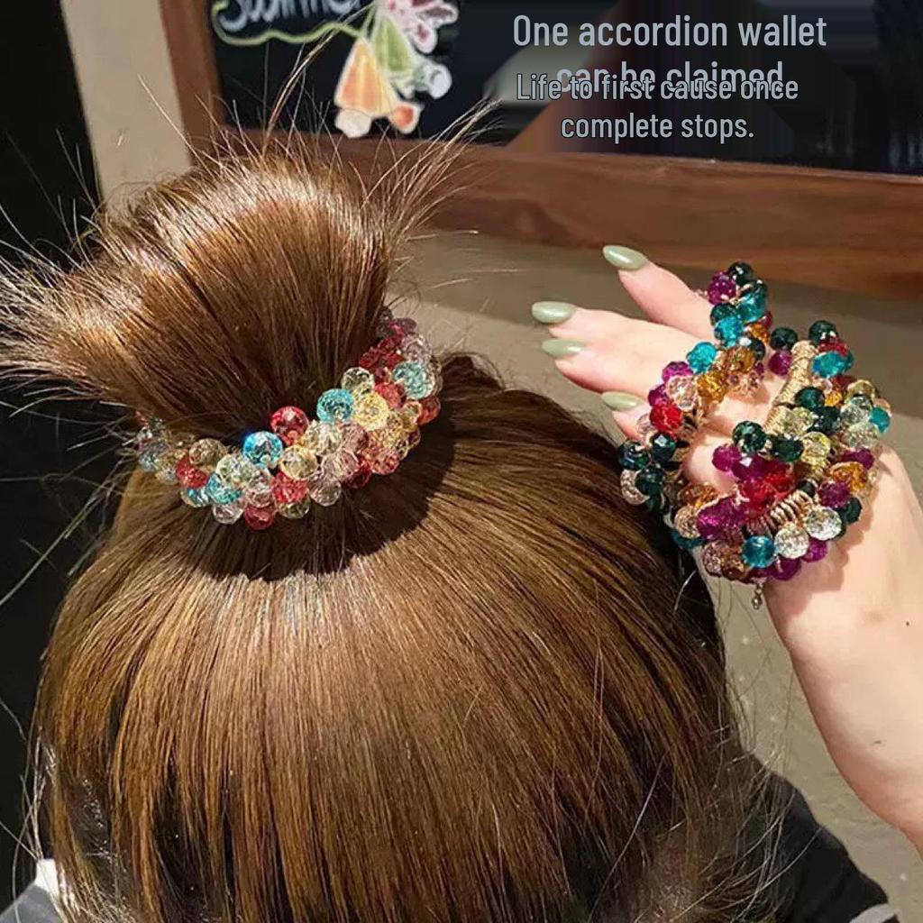 Korean Style Colorful Crystal Elastic Hair Tie & Women's Bracelet
