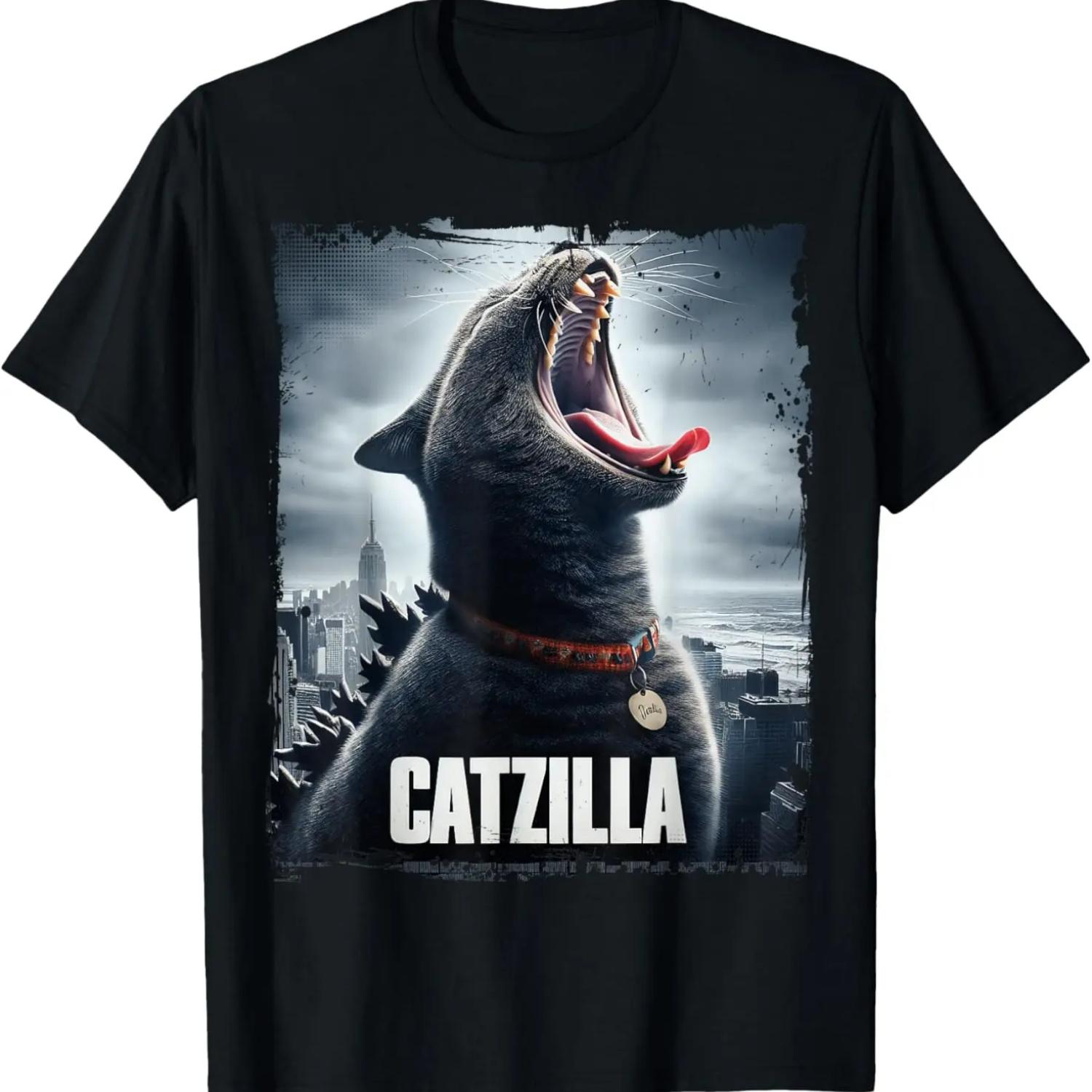 

Catzilla Funny Cat Lover Kitten Kitty Parody funny gifts T-Shirt S