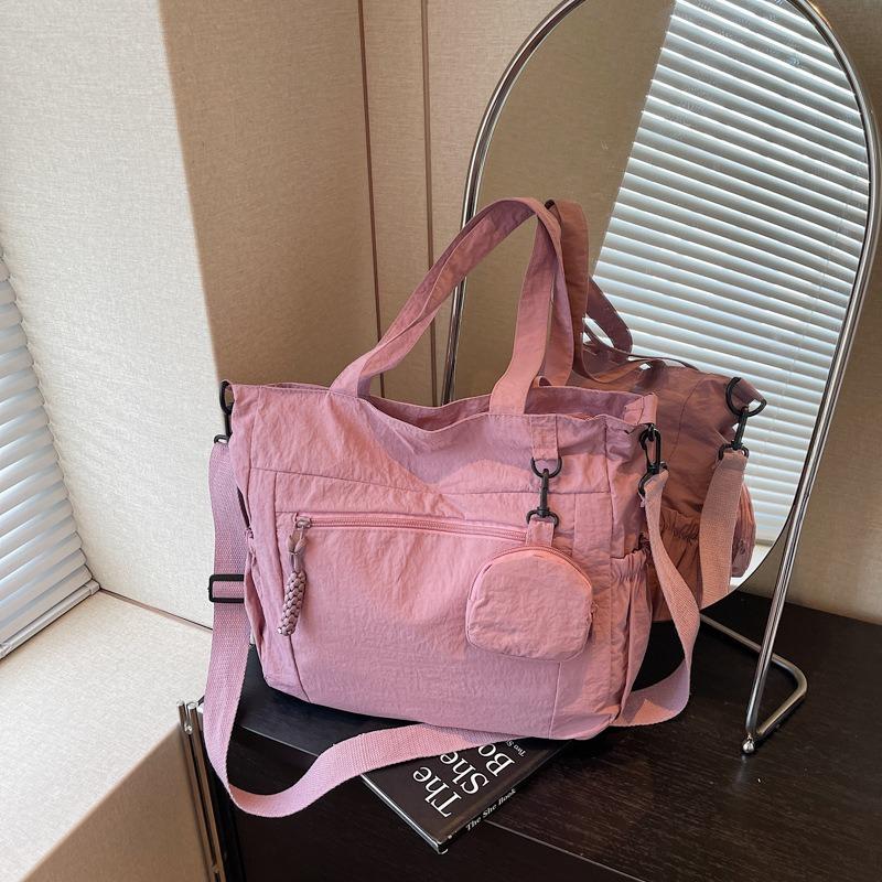 Large capacity cloth bag women's summer new versatile shoulder messenger bag casual college student class tote bag