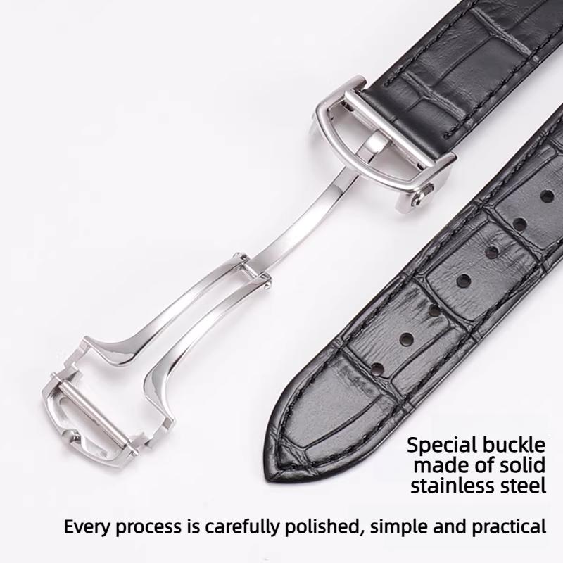 Quick-Release Cow Leather watchband For Cartier Santos  WSSA0009 WSSA0029 Men women replacement watch strap 19mm 21mm Black blue