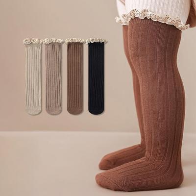 Warm Baby Cotton Footwear Sock Spring Autumn Ruffle Calf Socks Princess Kids Knit Long Stockings Children Long Sock