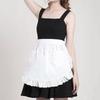 White Half Apron Lace Trim Lolita Bonnet Hat Maid Apron Hat Set Restaurant Work Chef Waiter