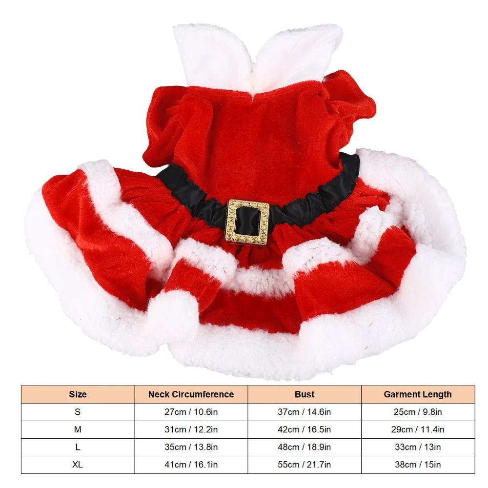 Soft Dog Winter Clothes Breathable Cats Christmas Dress Pet Outfit Santa Claus Dog Skirt  Xmas