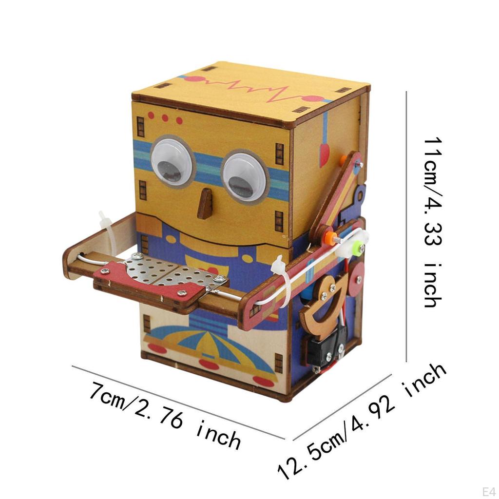 Wood Science Project Model Set 3D Puzzle Building Robot Coins Savings Bank Funny Teaching Tools for